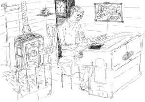 Dessin de Christophe Poot : La chambre.